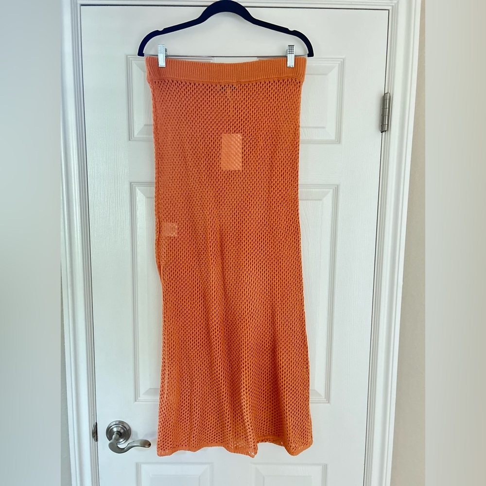 Orange Knit Women's Swim Coverup Skirt, NWT, size large